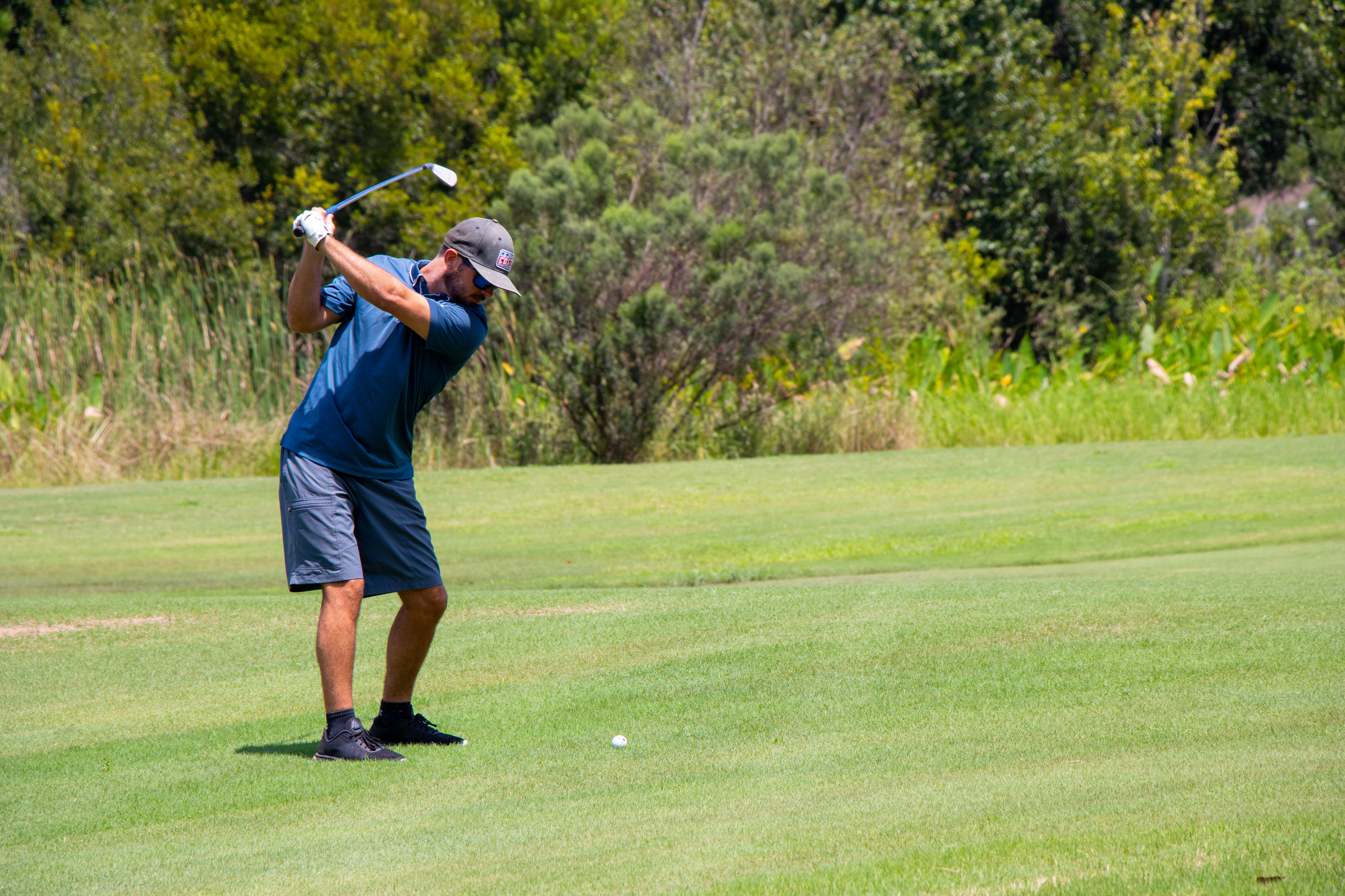 Golfer taking a swing