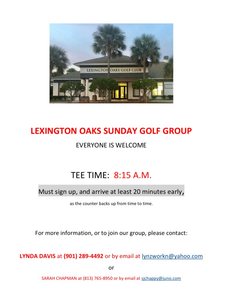 Lexington Oaks Sunday Golf Group Lexington Oaks Golf Club